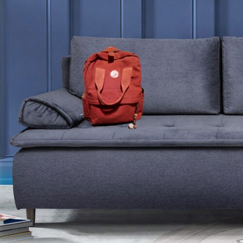 Градска малка раница с четири джоба, 36 х 27 х 11 см, оранжева