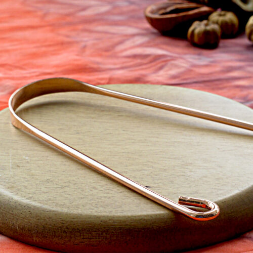 Медна стъргалка за език – 100% мед с ленена торбичка-класическа -линия